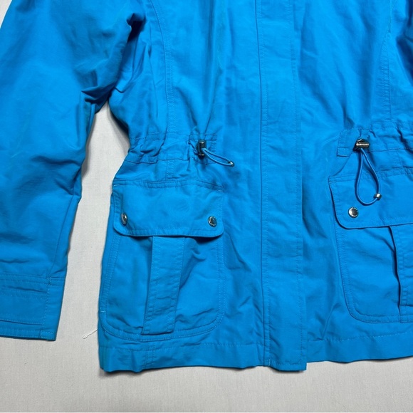 Lands End Womens Rain Jacket Sz M 10-12 Hood Pockets Full Zip Nylon Wind Weather - Picture 4 of 13
